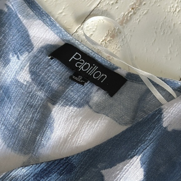 PAPILLION size small ladies VISCOSE flowing Boho blue two-tone with white shirt - Picture 7 of 10